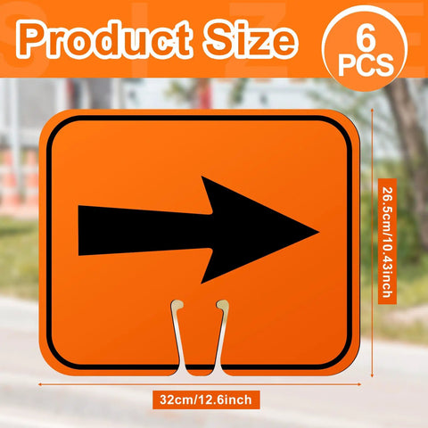 Six Pack Orange Traffic Arrow Signs For Detours And Road Barricades Left And Right Directional Arrows For Go Straight Go Left Go Right Outdoor Construction Site Safety, showing a right-facing arrow sign.