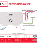 Diagram of 3500 Watt 120 Volt Point Of Use Tankless Electric Water Heater For A Single Sink With specs and wiring details.