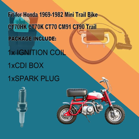 Ignition Coil And CDI Box For Honda Mini Trail Bike CT70 1969 1982 Replacement Part 30530 126 921 Includes Spark Plug