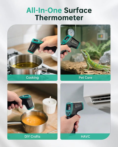 Non Contact Infrared Thermometer Gun With Laser Aiming And Color LCD Adjustable Emissivity For Accurate Readings From Minus 58F To 1472F Ideal For HVAC Cooking And BBQ Automotive And Freezer Jobs cooking, pet care, DIY crafts, HVAC