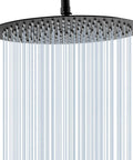 Matte Black 16 Inch Round Stainless Steel Rain Shower Head With High Pressure Flow 304 Stainless Construction And Flexible Silicone Jets