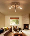 Four-Head Modern Track Lighting Kit with Adjustable Rotatable Heads, installed in a living room, showcasing 360 Degree Spin and 90 Degree Tilt.