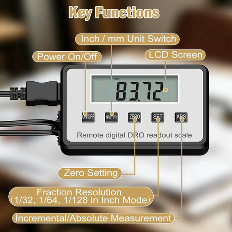 Digital LCD Linear Readout Kit For Milling Machines And Lathes, 0-150mm / 0-6in Precision Lathe Scale With Aluminum Alloy Body, 0.06mm Accuracy, 0.01mm Resolution, Durable DRO For Quick Real-Time Measurements, remote LCD screen