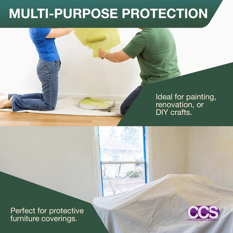 Drop Cloth For Painting Heavy Duty Cotton Duck Canvas Tarp For Floors And Furniture All Purpose Dust Sheet 5x20 Feet