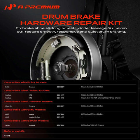 A-Premium Rear Side Drum Brake Hardware Kit For Chevy Traverse GMC Acadia Buick Enclave Cadillac XTS Saturn Outlook 07-19 Fix That Squeaky Ride And Keep Your Wheels Gripping Tight With This High Quality Replacement Set