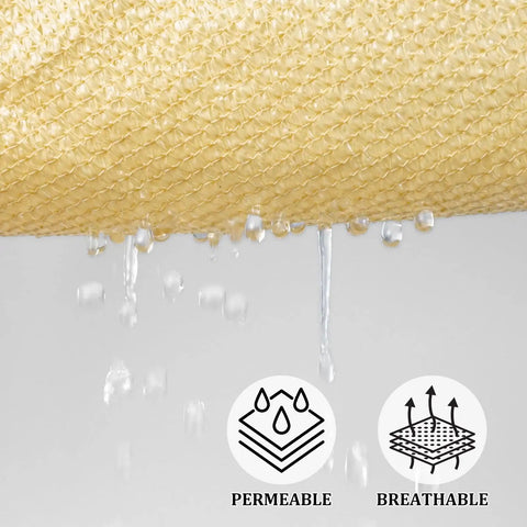 Water dripping through Triangle Sun Shade Sail 16 Foot By 16 Foot By 16 Foot Permeable Canopy for Patio Garden Yard Deck
