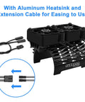 Beefy Twin RC Car Motor Cooling Fans with metal cover heatsink for 1/8 and 1/7 scale brushless motors, extension cable shown.