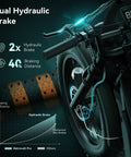 Close-up of RetroVolt Pro All Terrain Electric Bike hydraulic brake system and control display
