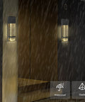 Outdoor Dusk To Dawn Wall Lights 2 Pack Black Anti Rust Exterior Waterproof Porch Lights With Bubble Crystal Glass