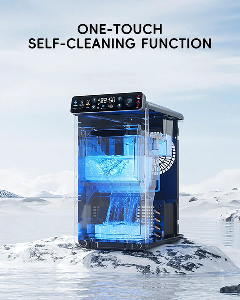 Ultra Slim Countertop Ice Maker With Full Color Panel, Internal LED Lights, 26 Lbs Per 24 Hours, Timer Ice Making, Two Ice Sizes