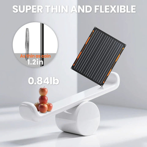 20W 12V Solar Panel Charger Kit With Built In Dual Stage Smart Charging Controller on seesaw, thin and lightweight design