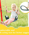Child playing on Beefy Heavy Duty Swing Seat With Metal Triangle Rings For Kids And Adults, Replacement Outdoor Swing Set Accessory