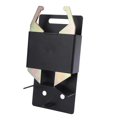Heavy Duty Two Way Lockable Gate Latch For Round Tube Fences With Auto Close Mechanism and Integrated Padlock Loop shows black and zinc coated steel design.