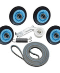 Upgraded Samsung Dryer Repair Kit includes DC97-16782A drum rollers, pulley, tension spring, and drive belt for Samsung dryers.