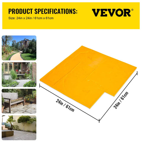 Concrete Texture Skin Mats Set 24x24 Inch Polyurethane Stamping Mats with Slate Texture for walls and floors shown with dimensions.