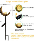 Moon Solar Garden Lights Waterproof Metal Stakes, 40-inch height, with 8-inch crescent and LED, for yard and patio decor.