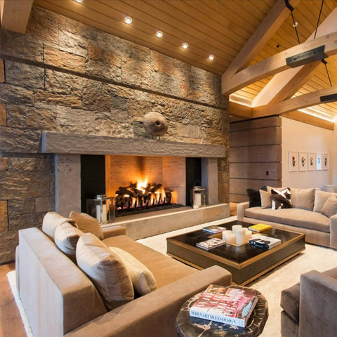 Living room with modern decor and 4 Inch Retrofit LED Gimbal Recessed Light Pack Of Four Dimmable Adjustable Downlight installed