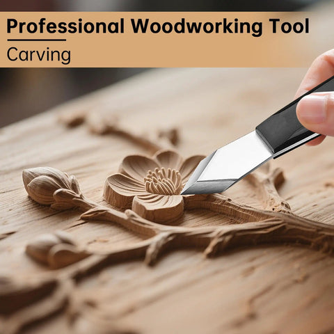 Deadly Sharp 5CR15 High Carbon Steel Marking Knife With Double Beveled Blade Solid Wood Handle Includes Leather Sheath carving wood details