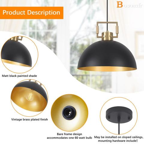 Matte Black Farmhouse Pendant Light 2 Pack Adjustable Height Vintage Industrial Ceiling Lighting For Kitchen Island