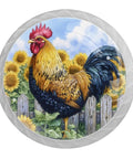 White Sunflower Rooster Fence Cabinet Knobs 4 Pack Pull Handles For Dresser Drawer Cupboard Kitchen Closet Wardrobe Doors 35mm Durable ABS Crystal Glass Mushroom Shaped Hardware.