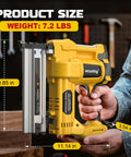 Heavy Duty Pro Grade Cordless 2 Inch Brad Nailer, Hella Sturdy 2 In 1 Electric Nail And Staple Gun size dimensions 10.85x11.14 inches, weight 7.2 lbs.