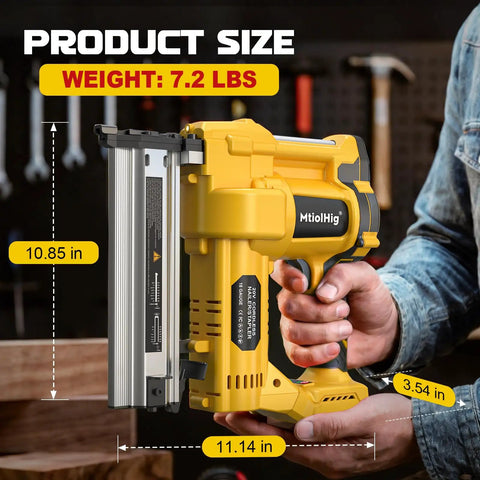 Heavy Duty Pro Grade Cordless 2 Inch Brad Nailer, Hella Sturdy 2 In 1 Electric Nail And Staple Gun size dimensions 10.85x11.14 inches, weight 7.2 lbs.