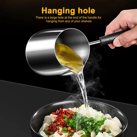 Milk Frothing Pitcher 20oz Stainless Steel No Drip Spout Long Handle Turkish Coffee Pot Frother pouring liquid into bowl