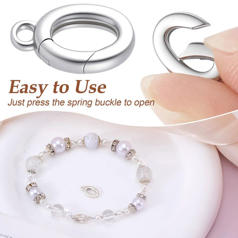 Sterling Silver 925 Oval Jewelry Clasp Hypoallergenic Connector With Ring 12x7mm Spring Ring Enhancer for bracelet making