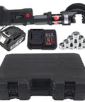 Cordless Hydraulic Crimping Pliers With Digital Display Rechargeable Electric Cable Lug Crimper 120kn Force Machine with battery and case.