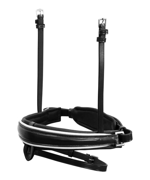 Dressage Bridle With White Piping Top Notch Padded Leather English Bridle Detachable Flash And Web Reins Comfort Fit black