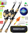 Kids Fishing Rod And Reel Combo Lightweight Telescopic Pole With Spincast Reel Tackle Bag Lures For Youth Beginners Great Starter Fishing Kit For Boys And Girls 2 Pack shown with accessories