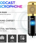 Comprehensive Podcast Gear Bundle With BM-800 Microphone Gold and F998 Audio Interface, condenser mic specifications