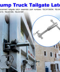 Heavy Duty Dump Trailer Tailgate Latch And Truck Tailgate Lock Bolt On Direct Fit Replacement For TGL3410HDW TGL34SBR shown on dump truck.