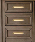 Champagne Bronze Cup Pulls 3 Inch Center To Center 10 Pack Zinc Alloy Cabinet And Drawer Handles installed on wooden drawers