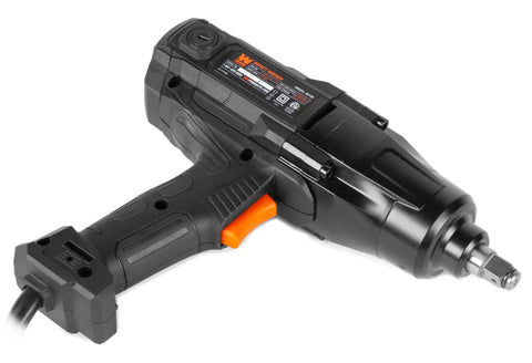 No Hassle 7.5 Amp Corded Impact Wrench with 1/2 Inch Hog Ring Anvil, side view showing grip and trigger.