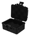 Portable Plastic Toolbox With Carry Handle And Locking Lid For Small Hand Tools Storage Organizer Durable open black case with foam interior.