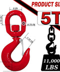 Beefy 5 Ton Swivel Hook With Latch For Hoist Rigging And Lifting Heavy Duty Alloy Steel Crane Hook Handles Up To 11000 Lbs Safety Locking Latch Durable Quenched Steel For Serious Lifting Jobs, red hook size chart