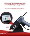 Dual Temp Corded PUR Hot Melt Glue Gun For 50 Gram Cartridges With 500W Heater Digital Temperature Readout and Stand Base