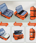 Underseat Carry On Luggage With Handle 17 Inch Travel Duffle Bag For Men And Women Orange Lightweight Durable Airplane Bag Big Capacity With Rugged Zippers For Your Go To Easy Travel, shown with compartments open