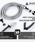 Stainless Steel Bidet Hose 47 Inch With Nylon Braided PVC Inner Hose G One Half Fitting Handheld Sprayer Chrome Finish.