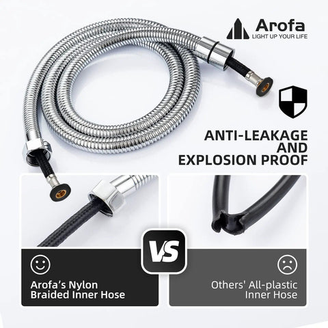 Stainless Steel Bidet Hose 47 Inch With Nylon Braided PVC Inner Hose G One Half Fitting Handheld Sprayer Chrome Finish.