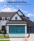 Image showing smartphone adjusting zones with 2K Outdoor Security Camera With Color Night Vision, house in background.