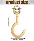 Swivel Anchor Hook For HVAC Roof Work, 750 Lb Heavy Duty Forged Steel Rope Hook, golden finish, product dimensions shown