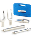 OMT 5-piece pickle fork tool set for ball joints and tie rods in a blue case