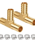 Brass Go-To Hose Barb Tee Fitting Half Inch Three Way Union Connector For Air Water Fuel Systems Leak Resistant