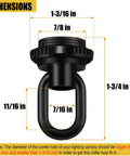 Front view of black die-cast light fixture canopy hardware cross-bar kit with screw collar loop; 1 pack