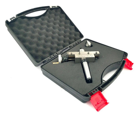 Pro Grade Taper Turning Attachment For Lathe Tailstock MT3 Morse Taper in protective case with live and dead center options.
