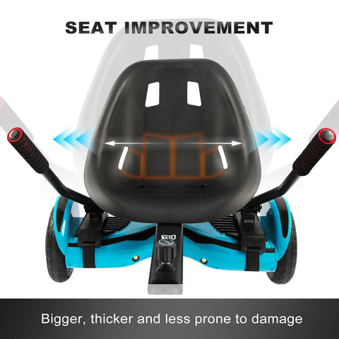 Hoverboard Seat Attachment For Kids And Grownups, Go Kart Attachment For Self Balancing Scooters, Adjustable Frame Turns Any Ride Into A Fun Go Kart, Black, seat improvement detail