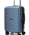 Blue hard-shell BAGSMART carry-on luggage with four spinner wheels and side TSA lock.