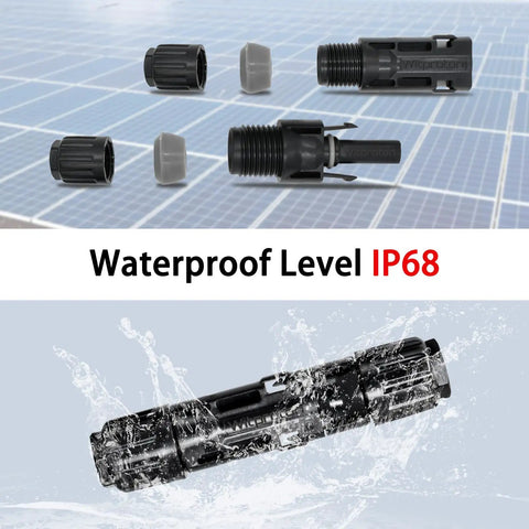 8 AWG Solar Connectors Pro Grade PPE Housing With IP68 Waterproof Sealing 0.02 Ohm Low Resistance 1500V 70A Solid Tinned